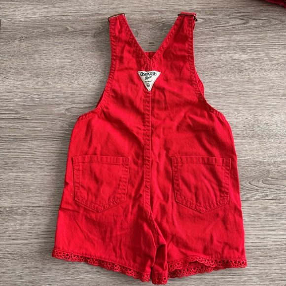 OshKosh B'gosh Red Girl Short Overalls size 2t - Picture 4 of 5